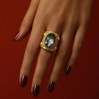 Abalone Shell Chunky Statement Ring - Boutique Bella BellaRing