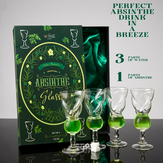 Absinthe Glasses Set Of 6 3OZ By Post Dinner Drinks Swiss Bulb Shape Tasting Glasses