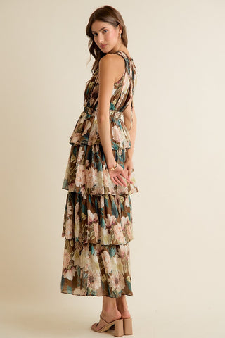 Mocha Bloom Textured Maxi