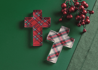 Acrylic Block Tartan Crosses - Assorted Colors - Boutique Bella BellaChristmas Decor
