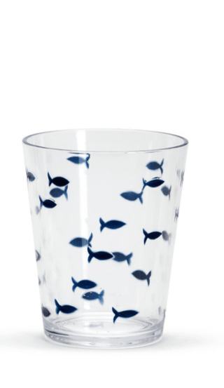 Acrylic Blue Fish Short Double Old Fashioned Drinking Glass - Boutique Bella Belladrinking glass