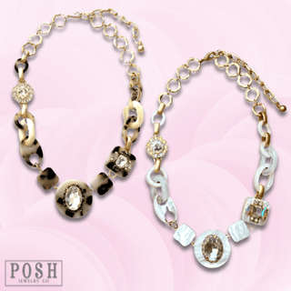 Acrylic chain and rhinestone necklace - LC - Boutique Bella BellaNecklaces
