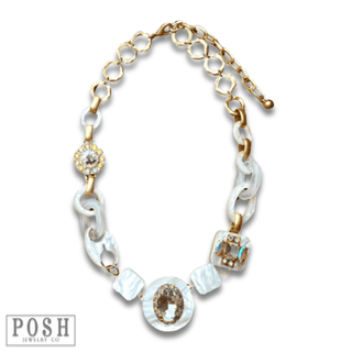 Acrylic chain and rhinestone necklace - LC - Boutique Bella BellaNecklaces