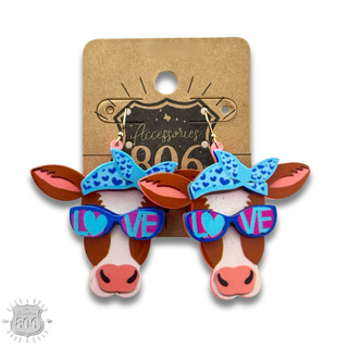 Acrylic cow head earring, last call - Boutique Bella BellaEarrings