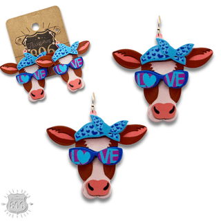 Acrylic cow head earring, last call - Boutique Bella BellaEarrings