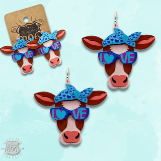 Acrylic cow head earring, last call - Boutique Bella BellaEarrings