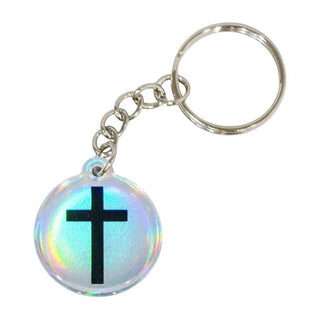 Acrylic Cross Tap to Pray Keychain - Crystal - Boutique Bella Bellakeychain