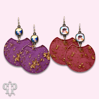 Acrylic disc earring with gold flecks and Austrian crystal - last call - Boutique Bella BellaEarrings