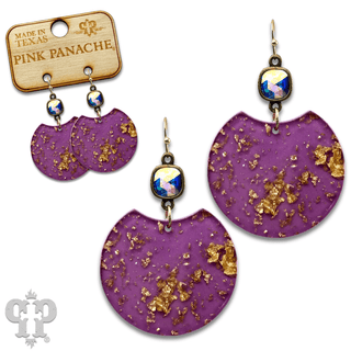 Acrylic disc earring with gold flecks and Austrian crystal - last call - Boutique Bella BellaEarrings