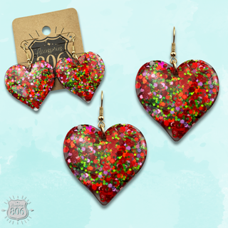 Acrylic glitter heart earring - Boutique Bella BellaEarrings