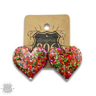 Acrylic glitter heart earring - Boutique Bella BellaEarrings