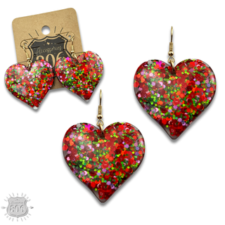 Acrylic glitter heart earring - Boutique Bella BellaEarrings