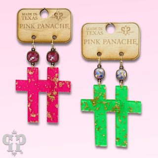 Acrylic neon cross earring with Austrian crystal - LC - Boutique Bella BellaEarrings