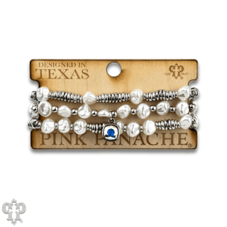 Acrylic pearl bead bracelet stack with Austrian crystal charm - Boutique Bella BellaBracelets