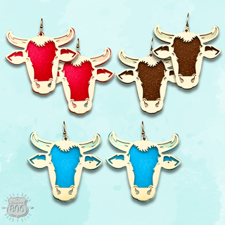 Acrylic steer head earring, last call - Boutique Bella BellaEarrings