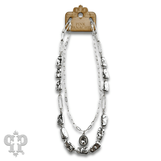 Acrylic stick pearl and crystal necklace - Boutique Bella BellaNecklaces