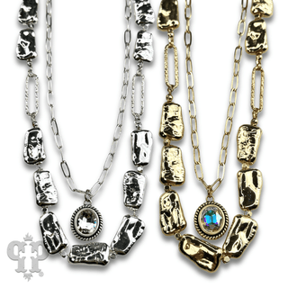 Acrylic stick pearl and crystal necklace - Boutique Bella BellaNecklaces