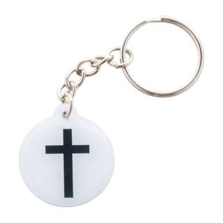 Acrylic Tap to Pray Cross Keychain - White - Boutique Bella Bellakeychain