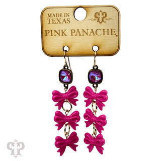 Acrylic triple bow earring, Austrian crystal - LC - Boutique Bella BellaEarrings
