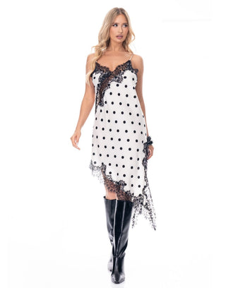 Noir Confetti Satin Slip Dress
