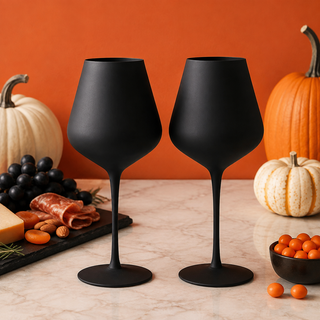 Matte Black Crystal Wine Glass Set Of 2 Gift For Her Him Friend Large 20 Oz Glasses Unique Italian S