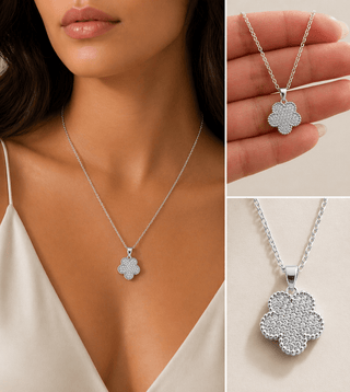 Adeline Clover Pave Pendant Necklace - Boutique Bella BellaNecklaces