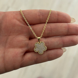Adeline Clover Pave Pendant Necklace - Boutique Bella BellaNecklaces