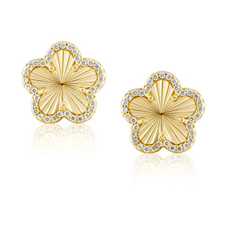 Adeline Pave Outline Clover Studs - Boutique Bella BellaEarring