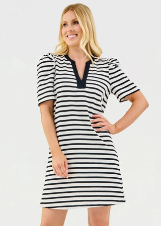 Adelyn T-Shirt Dress - Black/White - Boutique Bella BellaDress