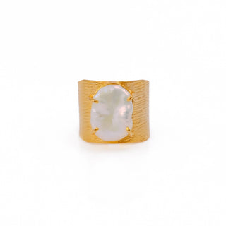 Adjustable Gold Pearl Ring – Natural Beauty in Boho Luxe - Boutique Bella BellaRing