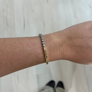 Adrian Two-Tone Bezel Tennis Bracelet - Boutique Bella BellaBracelet