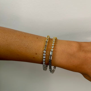 Adrian Two-Tone Bezel Tennis Bracelet - Boutique Bella BellaBracelet