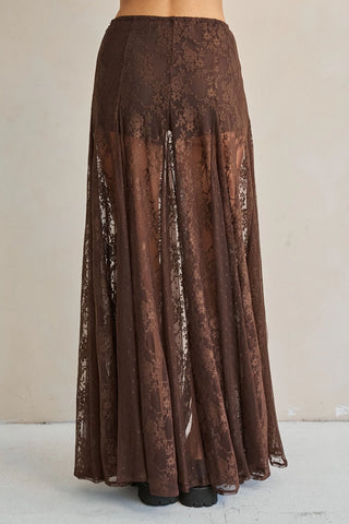 Ethereal Lace Front-Slit Maxi