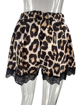 Leopard print lace trim  boxer shorts