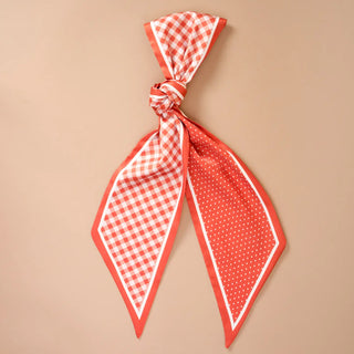 Gingham Orange Twirl & Tie Scarf
