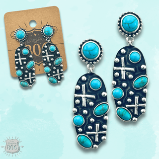 Aged look oval earring - LC - Boutique Bella BellaEarrings