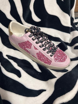 Alex Pink Glitter & Leopard Sneaker - Boutique Bella Bella