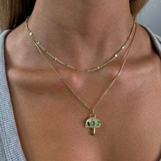 Alice Emerald Mushroom Pendant Necklace - Boutique Bella BellaNecklace