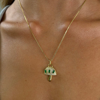 Alice Emerald Mushroom Pendant Necklace - Boutique Bella BellaNecklace