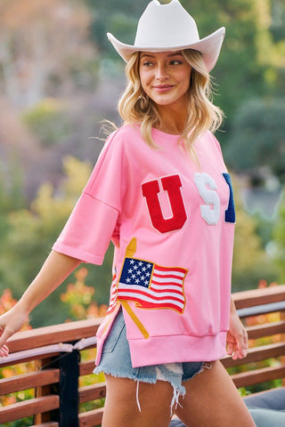 All American Oversized Top - Boutique Bella BellaTops