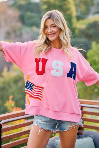 All American Oversized Top - Boutique Bella BellaTops