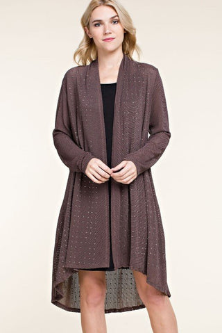 All That Shimmers Long Cardigan - Brown - Boutique Bella BellaCardigan