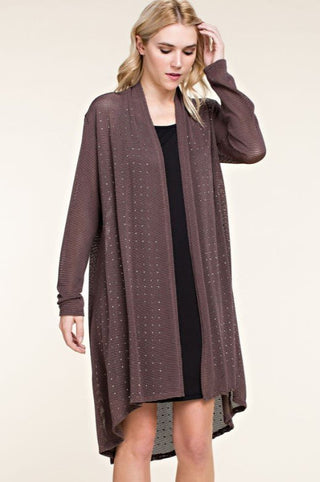 All That Shimmers Long Cardigan - Brown - Boutique Bella BellaCardigan
