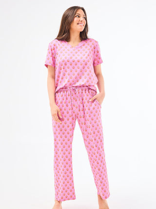 Alli Floral Foulard Pink Pajama Set - Boutique Bella BellaSets