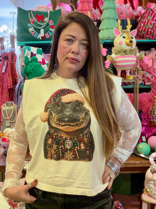 Alligator in her Santa Era Bling Tee - Boutique Bella Bellatshirt