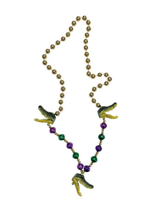 Alligator Trio on a Purple Green Gold Specialty Beads - Boutique Bella BellaMardi gras beads
