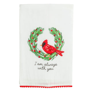 Always With You Cardinal Pom Towel - Boutique Bella BellaChristmas Kitchen Towel