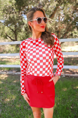 Alyssa Mesh Top - Red Checkerboard - Boutique Bella BellaMesh Top