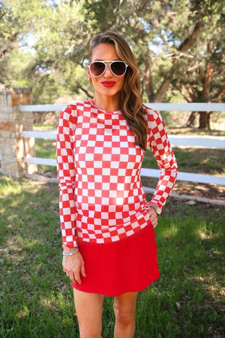 Alyssa Mesh Top - Red Checkerboard - Boutique Bella BellaMesh Top