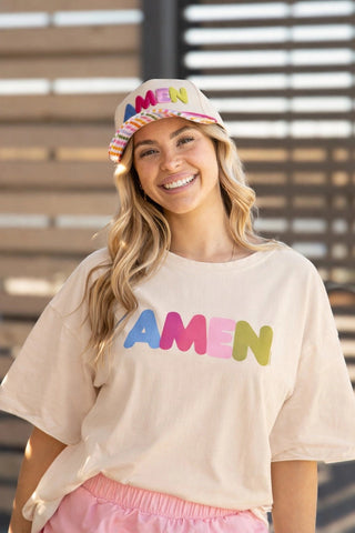 Amen on Tan with Plaid Bill Hat - Boutique Bella BellaHats